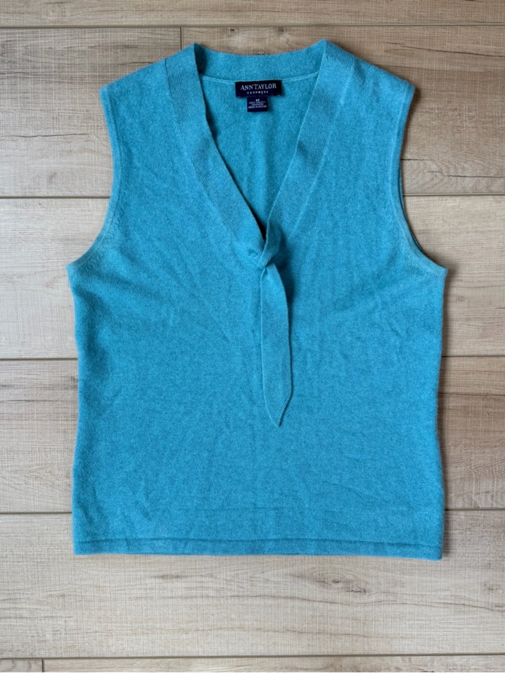 Ann Taylor 100% Cashmere Sleeveless Sweater Vest Teal Soft Preppy M